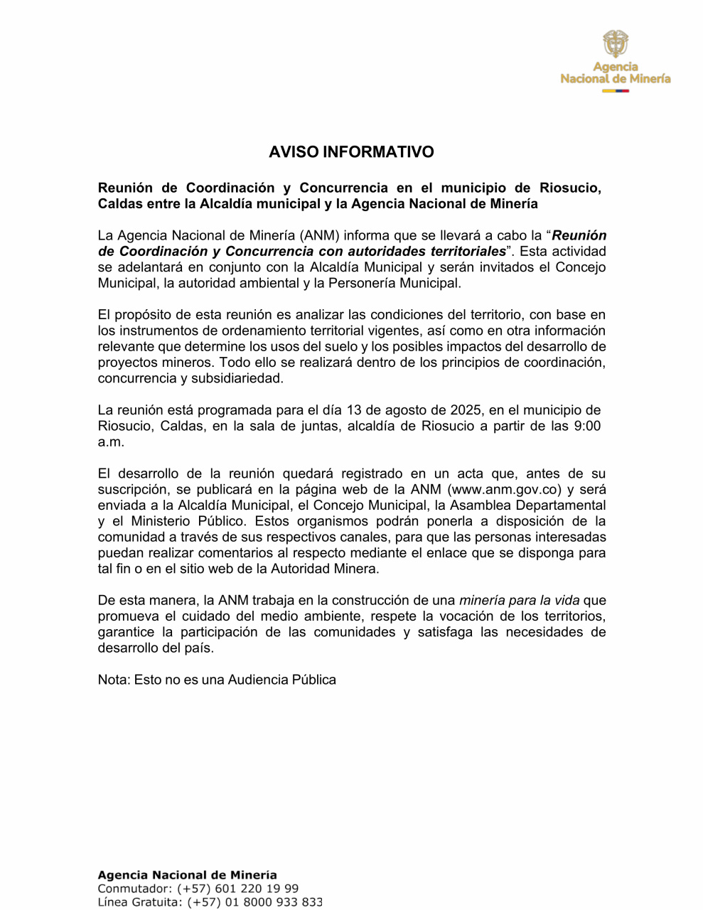 Aviso informativo